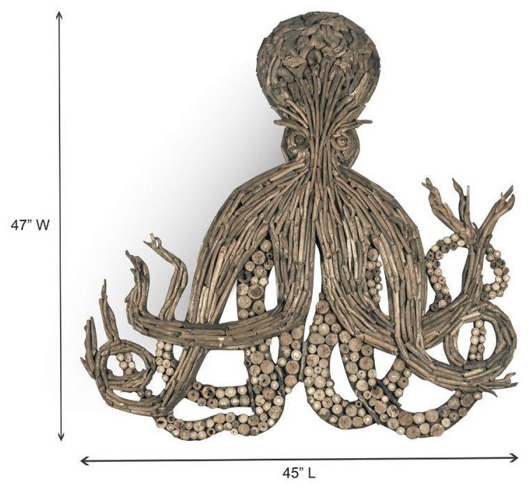 Ibolili Wall Art D720 Driftwood Octopus Wall Art Jacksonville